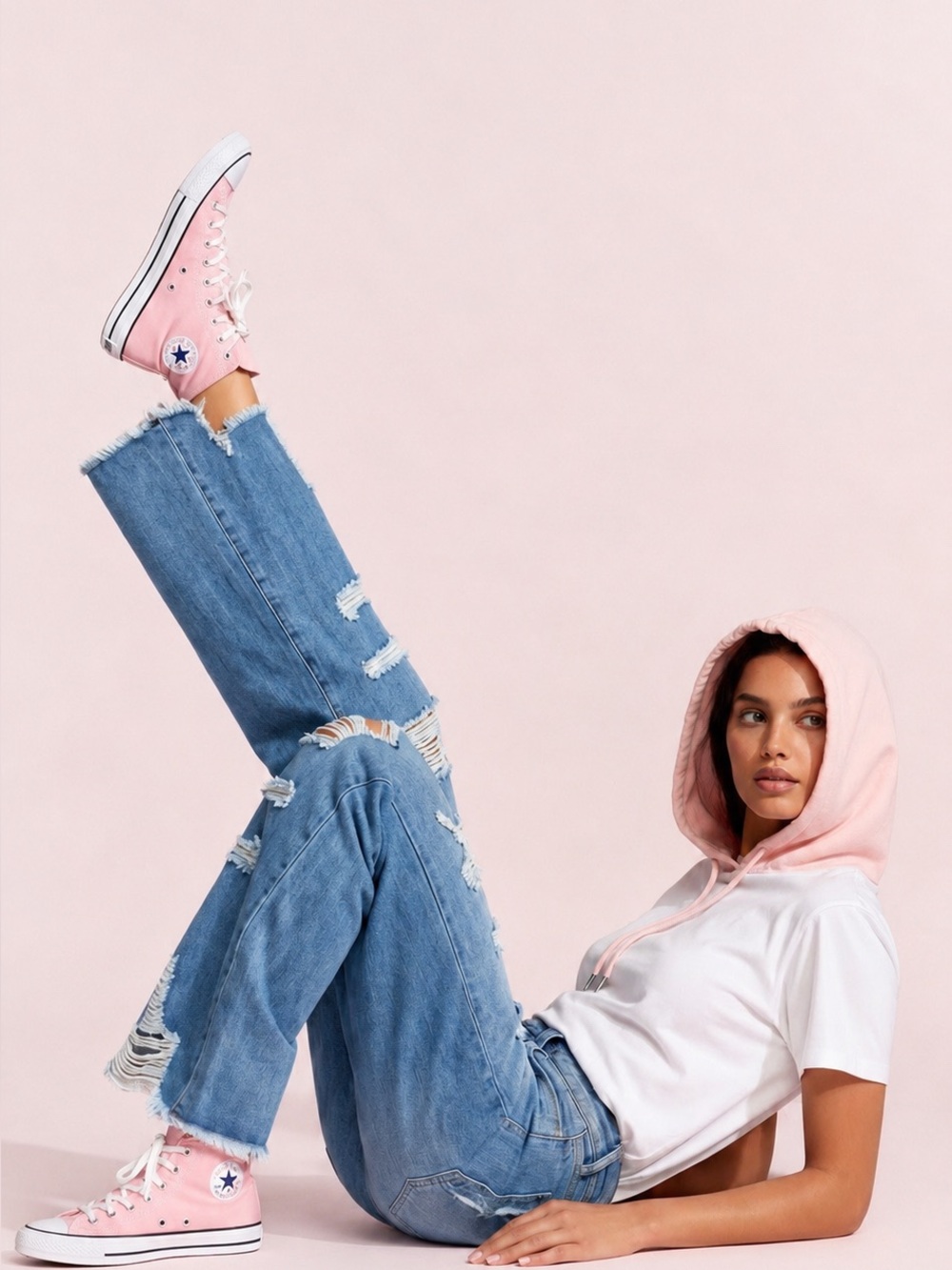 SO ME light blue high rise wide Leg Distressed ripped Jeans size small  NWT